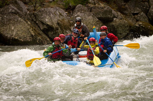 Family river rafting on the Middle Fork