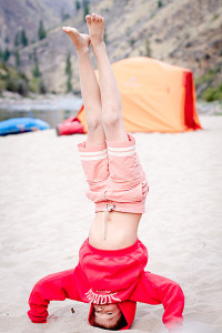 Handstand on a family trip to the Middle Fork of the Salmon River
