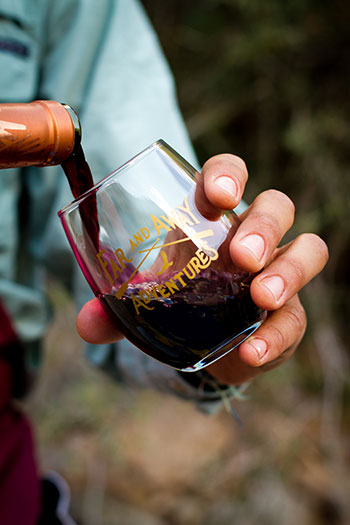 Wine for dinner at Yellowstone Lake